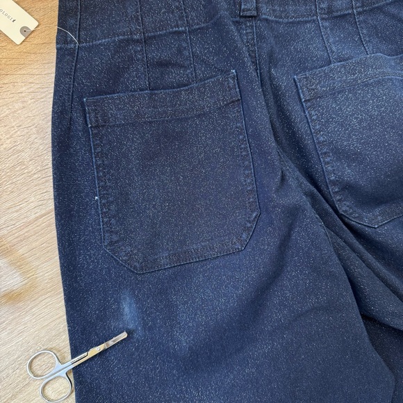 NWT Anthropologie The Colette Sparkle Crop Wide-Leg Jeans Dark Wash Blue 27 - Picture 8 of 13
